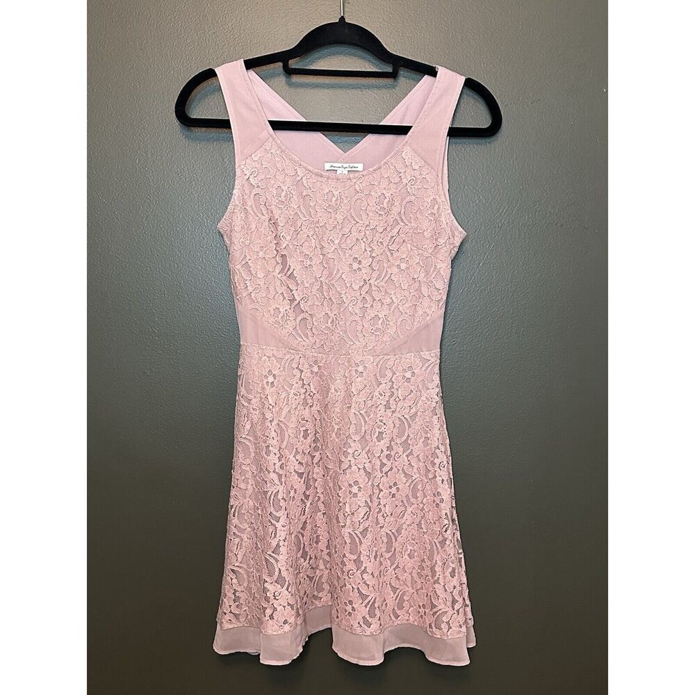 American‎ Eagle Dusty Pink Lace Fit Flare Dress Women’s Size 0